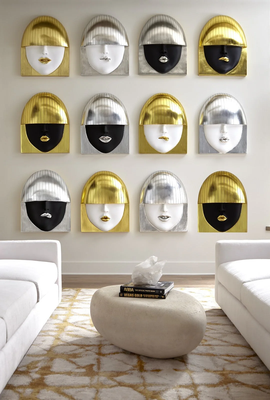 Phillips Collection Fashion Faces Wall Art, Large, Kiss, Black and Gold Leaf - Image 5