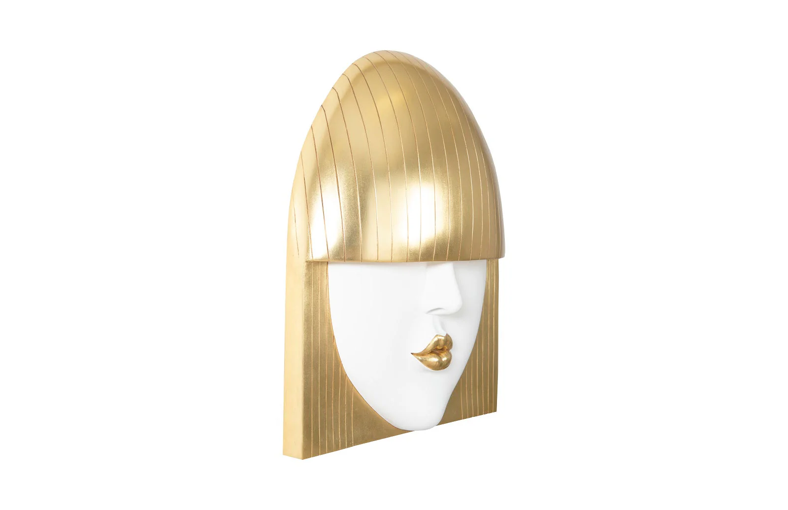 Phillips Collection Fashion Faces Wall Art, Large, Kiss, White and Gold Leaf - Image 2
