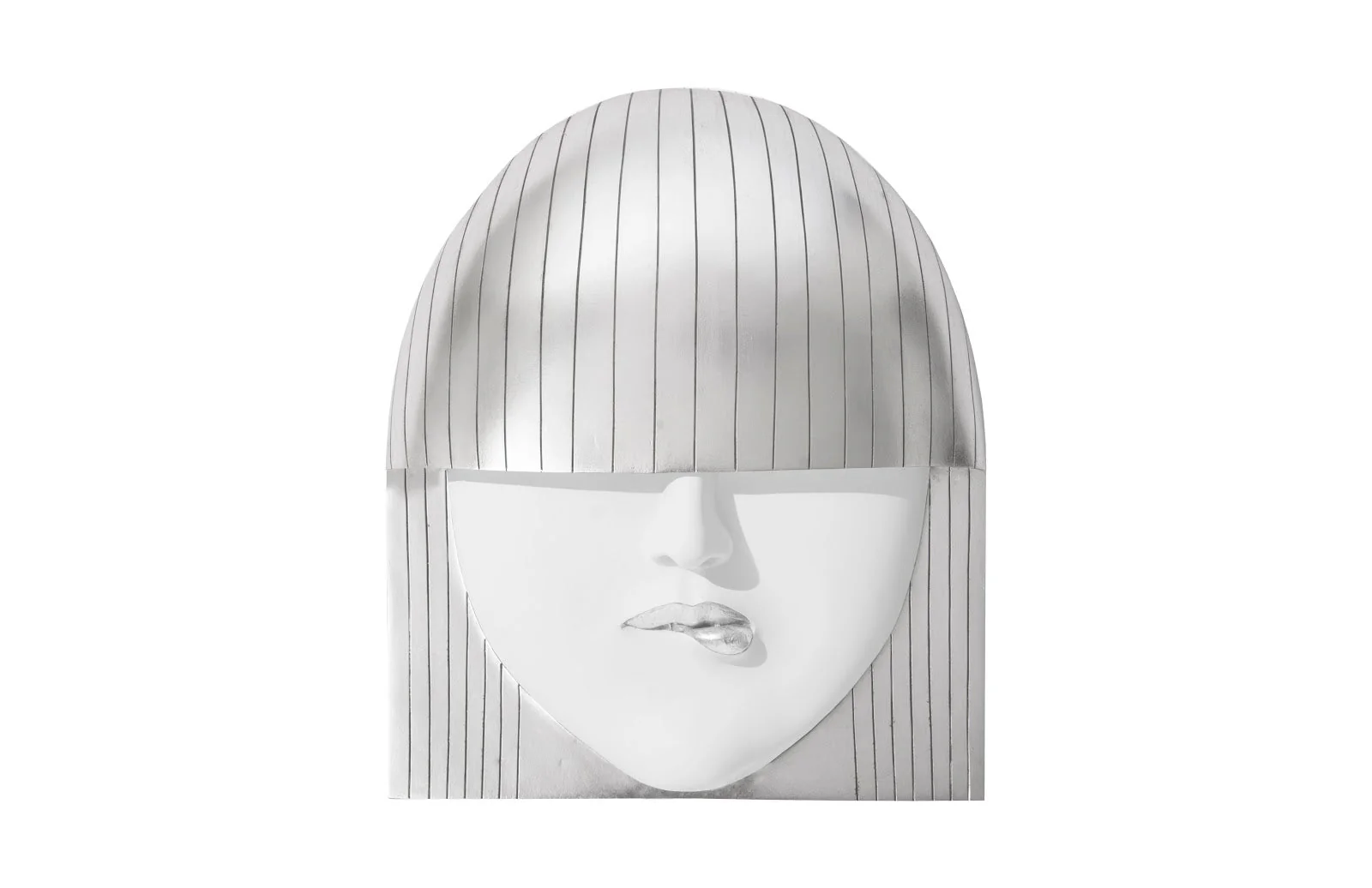 Phillips Collection Fashion Faces Wall Art, Large, Pout, White and Silver Leaf
