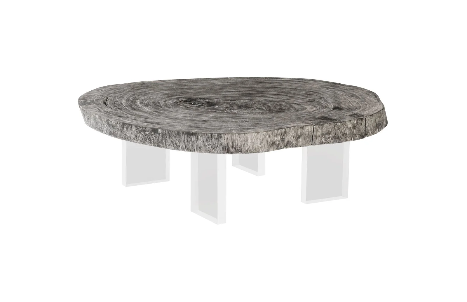 Phillips Collection Floating Coffee Table on Acrylic Legs, Gray Stone, Size Varies