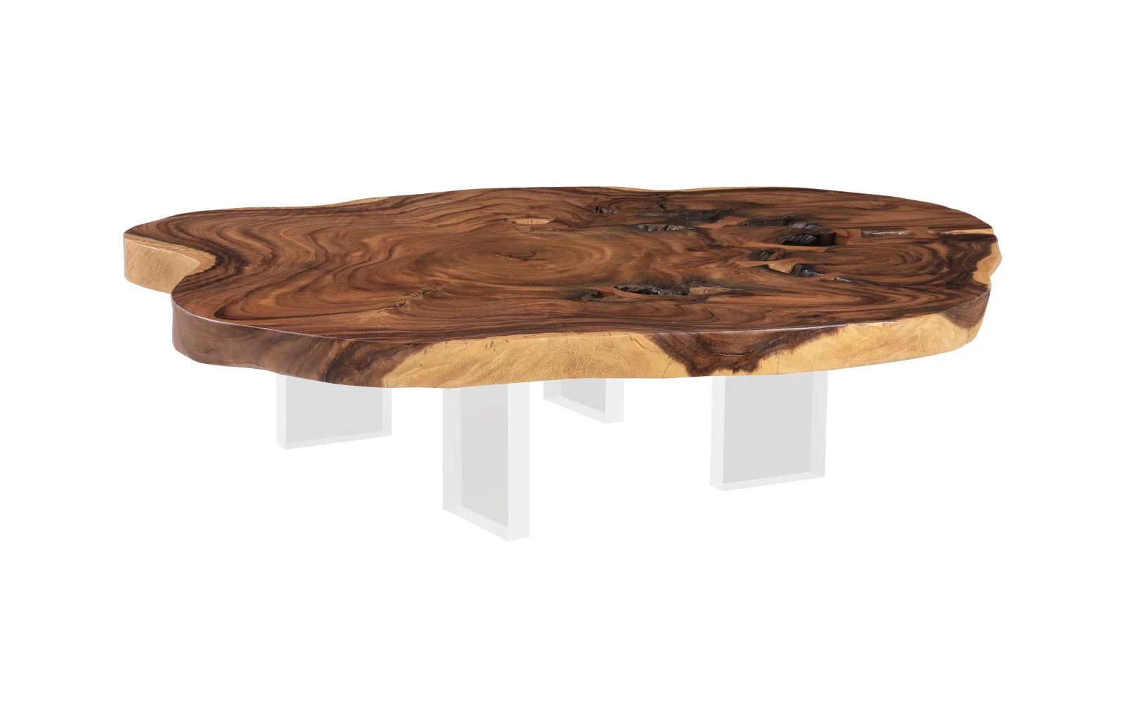 Phillips Collection Floating Coffee Table with Acrylic Legs, Natural, Assorted