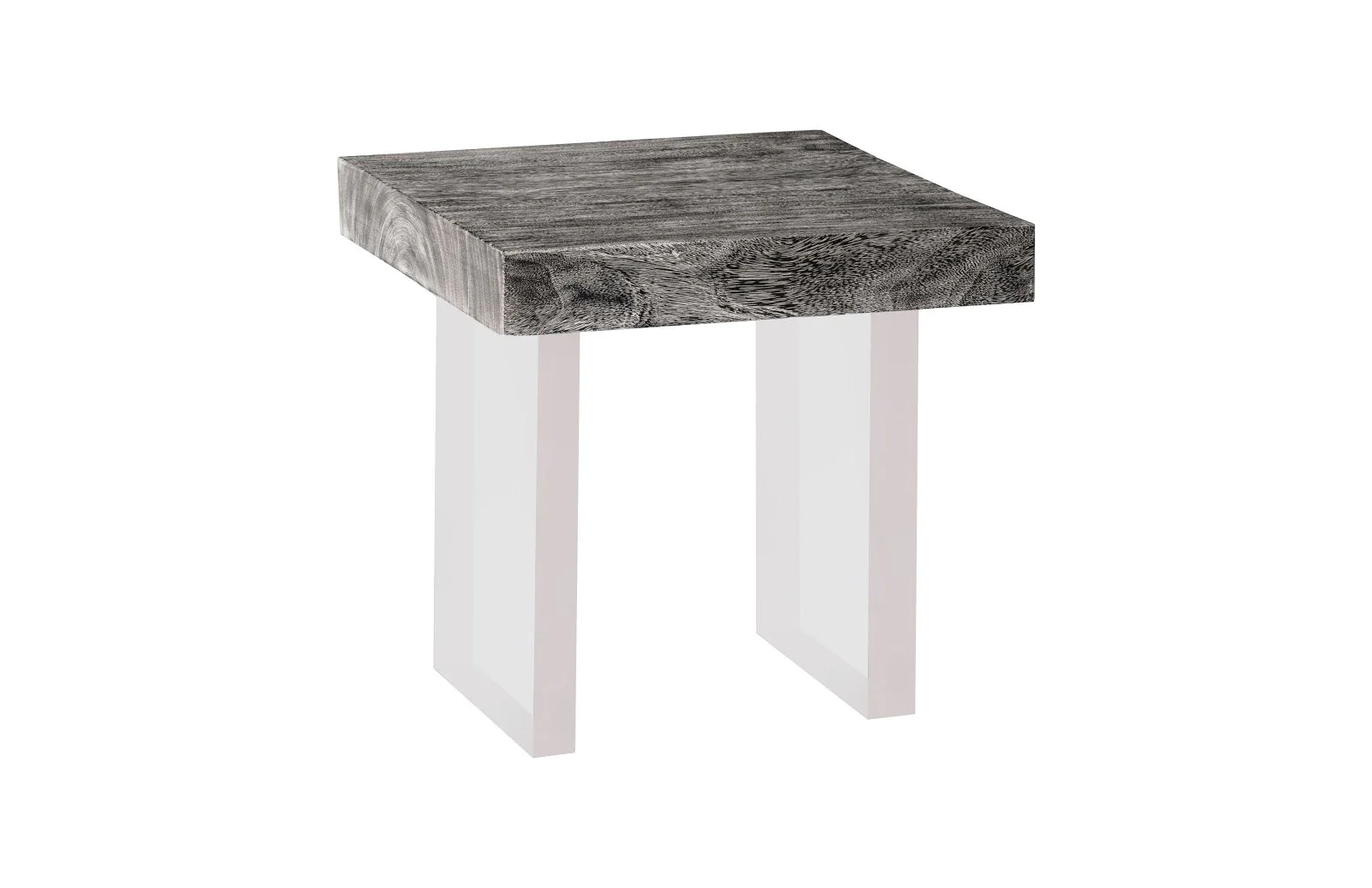 Phillips Collection Floating Side Table, Gray Stone, Acrylic Legs
