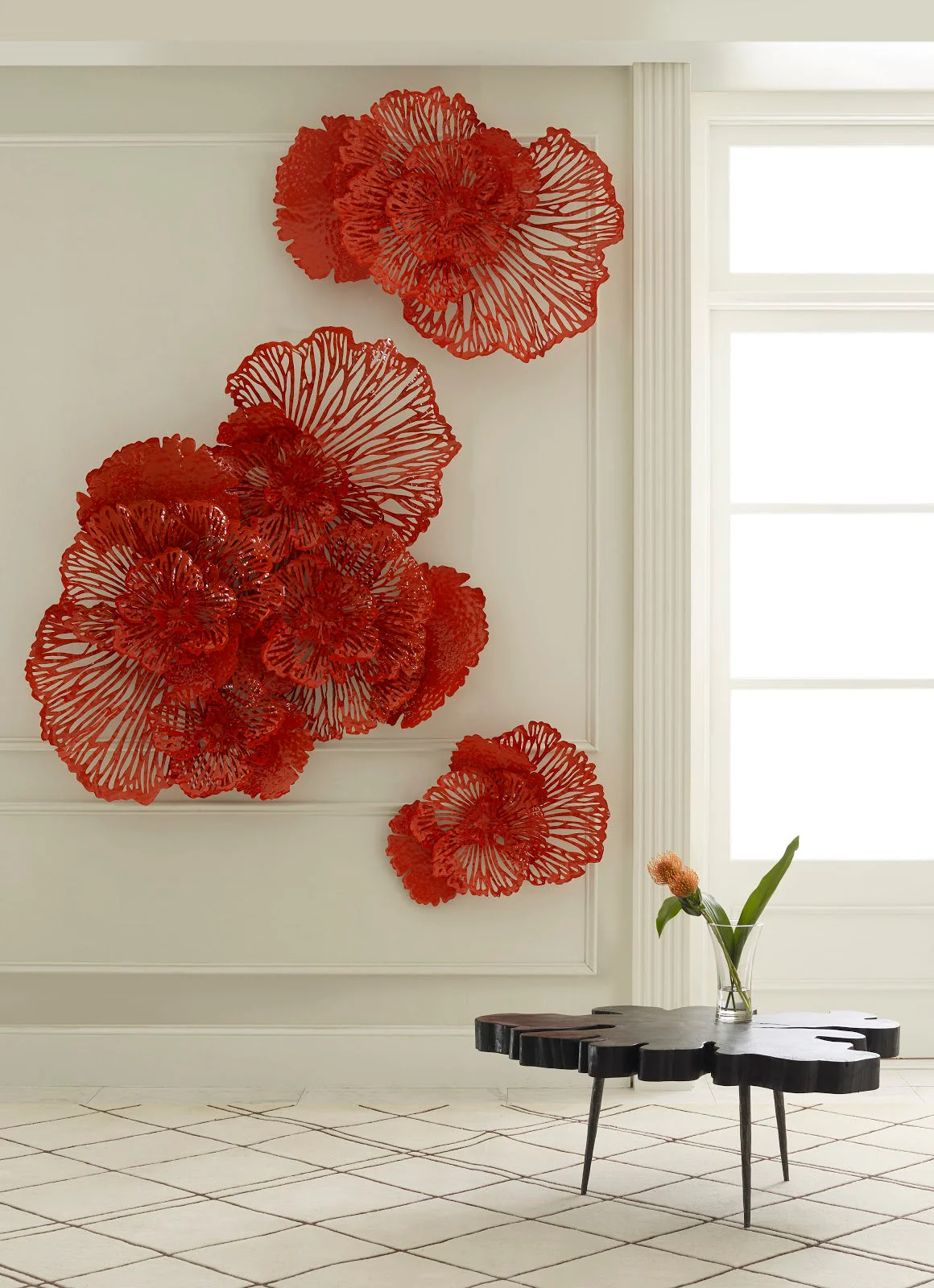 Phillips Collection Flower Wall Art, Large, Coral, Metal - Image 2