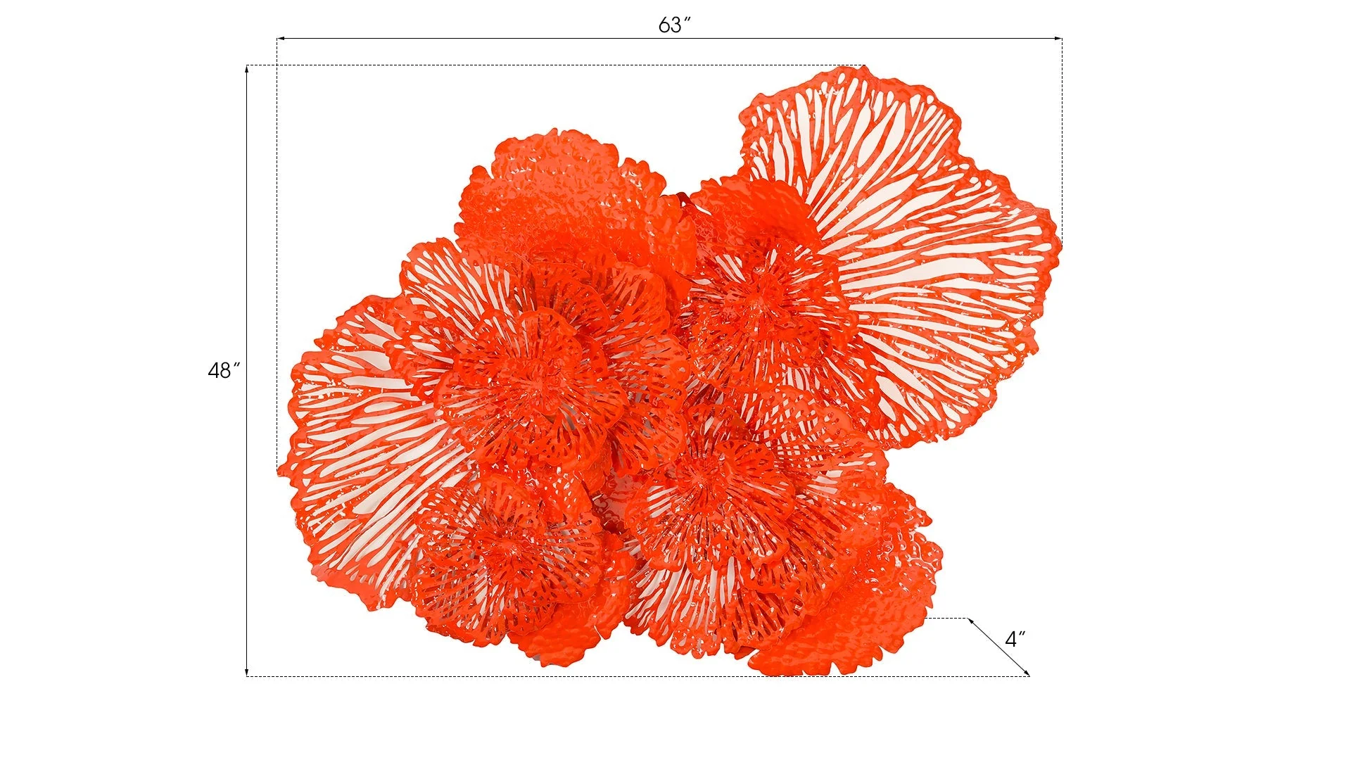 Phillips Collection Flower Wall Art, Large, Coral, Metal - Image 3