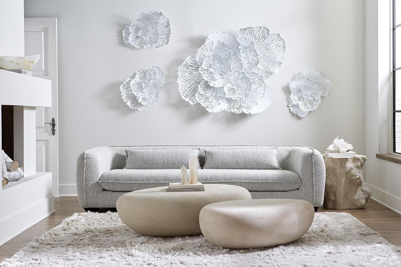 Phillips Collection Flower Wall Art, Large, White, Metal - Image 3