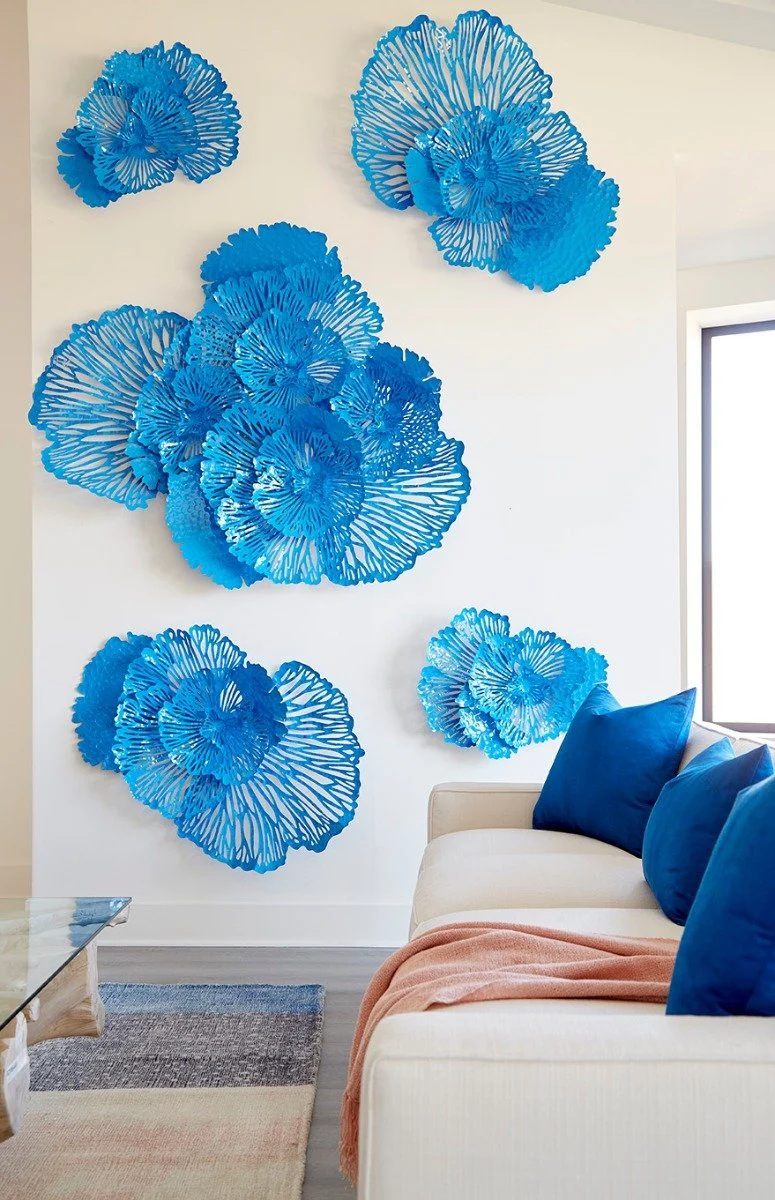 Phillips Collection Flower Wall Art, Medium, Blue, Metal - Image 3