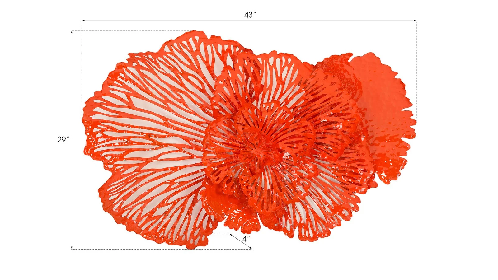 Phillips Collection Flower Wall Art, Medium, Coral, Metal - Image 4