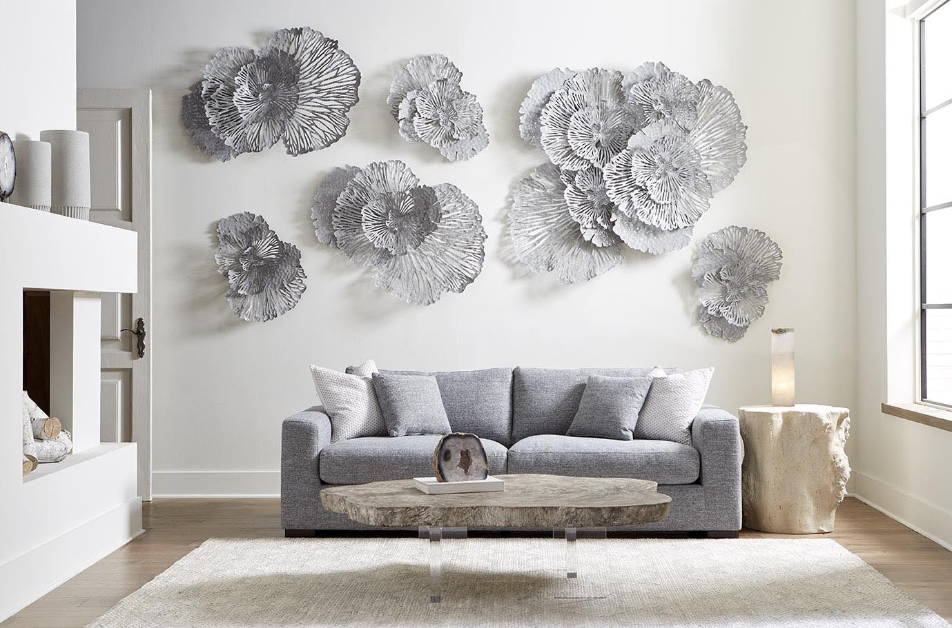 Phillips Collection Flower Wall Art, Medium, Gray, Metal - Image 2