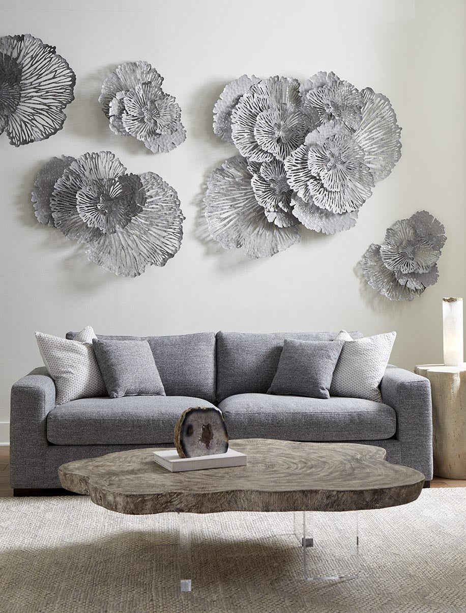 Phillips Collection Flower Wall Art, Medium, Gray, Metal - Image 6