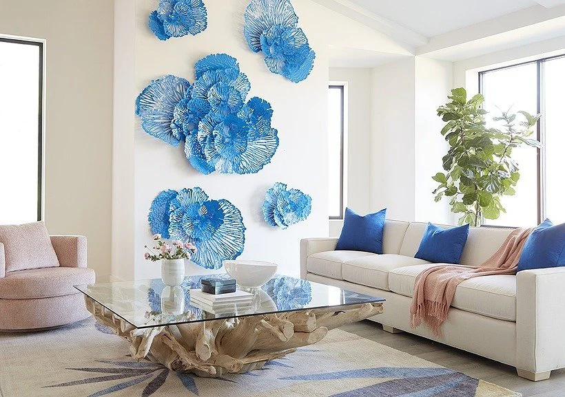 Phillips Collection Flower Wall Art, Small, Blue, Metal - Image 2