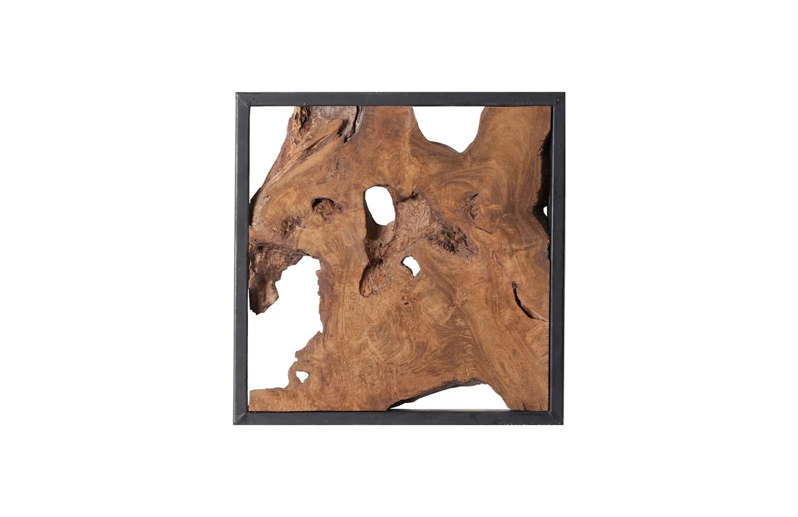 Phillips Collection Framed Slice Wall Tile, Teak Wood, Black Frame