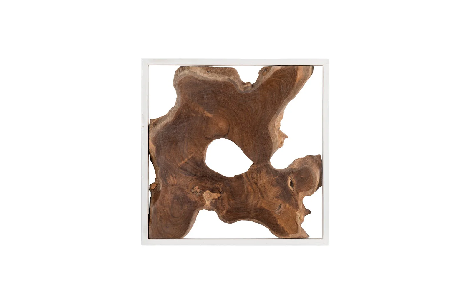 Phillips Collection Framed Slice Wall Tile, Teak Wood, White Frame - Image 2
