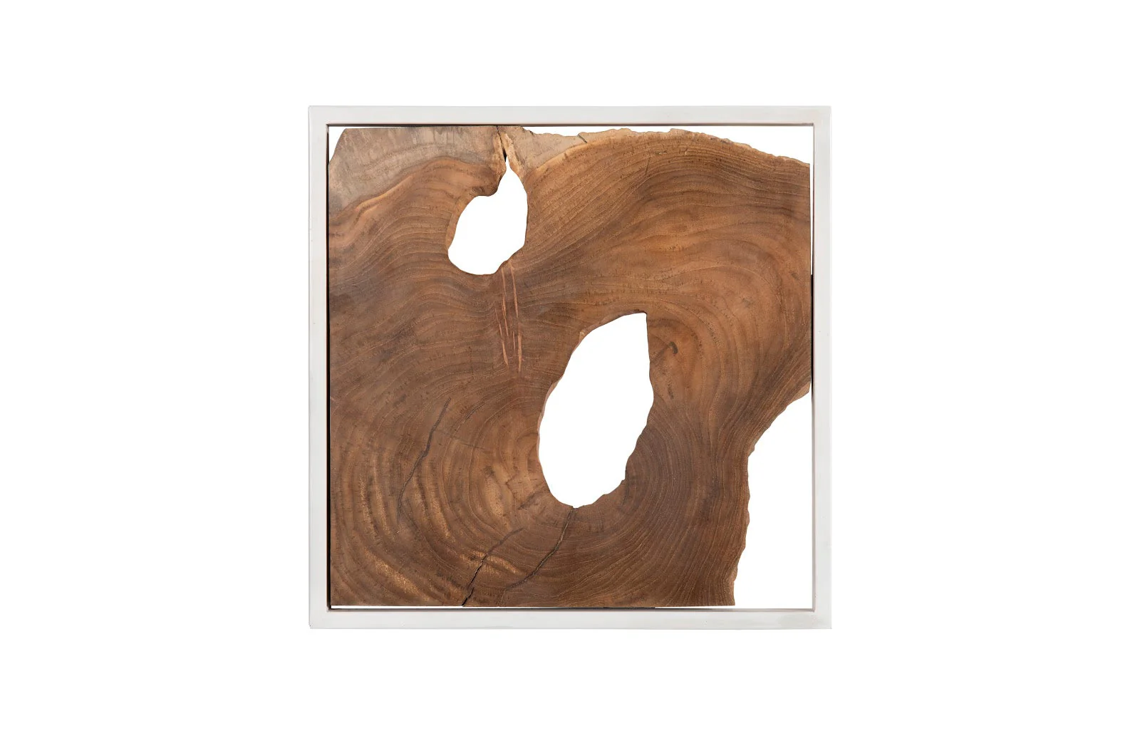Phillips Collection Framed Slice Wall Tile, Teak Wood, White Frame - Image 3