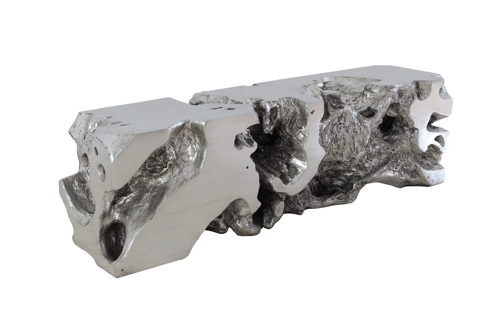 Phillips Collection Freeform Bench, Silver Leaf