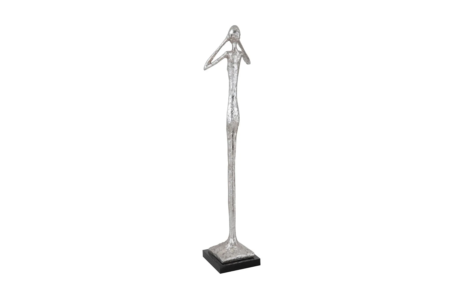 Phillips Collection Hear No Evil Slender Sculpture, Small, Resin, Silver Leaf - Image 2