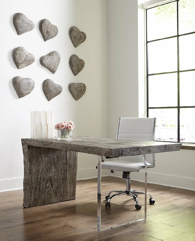 Phillips Collection Heart Wall Tile, Chamcha Wood, Gray Stone Finish - Image 2
