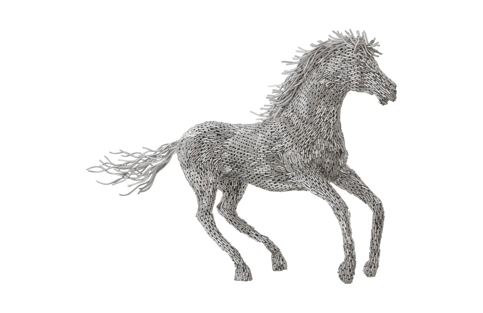 Phillips Collection Horse Pipe Sculpture, Galloping, Stainless Steel