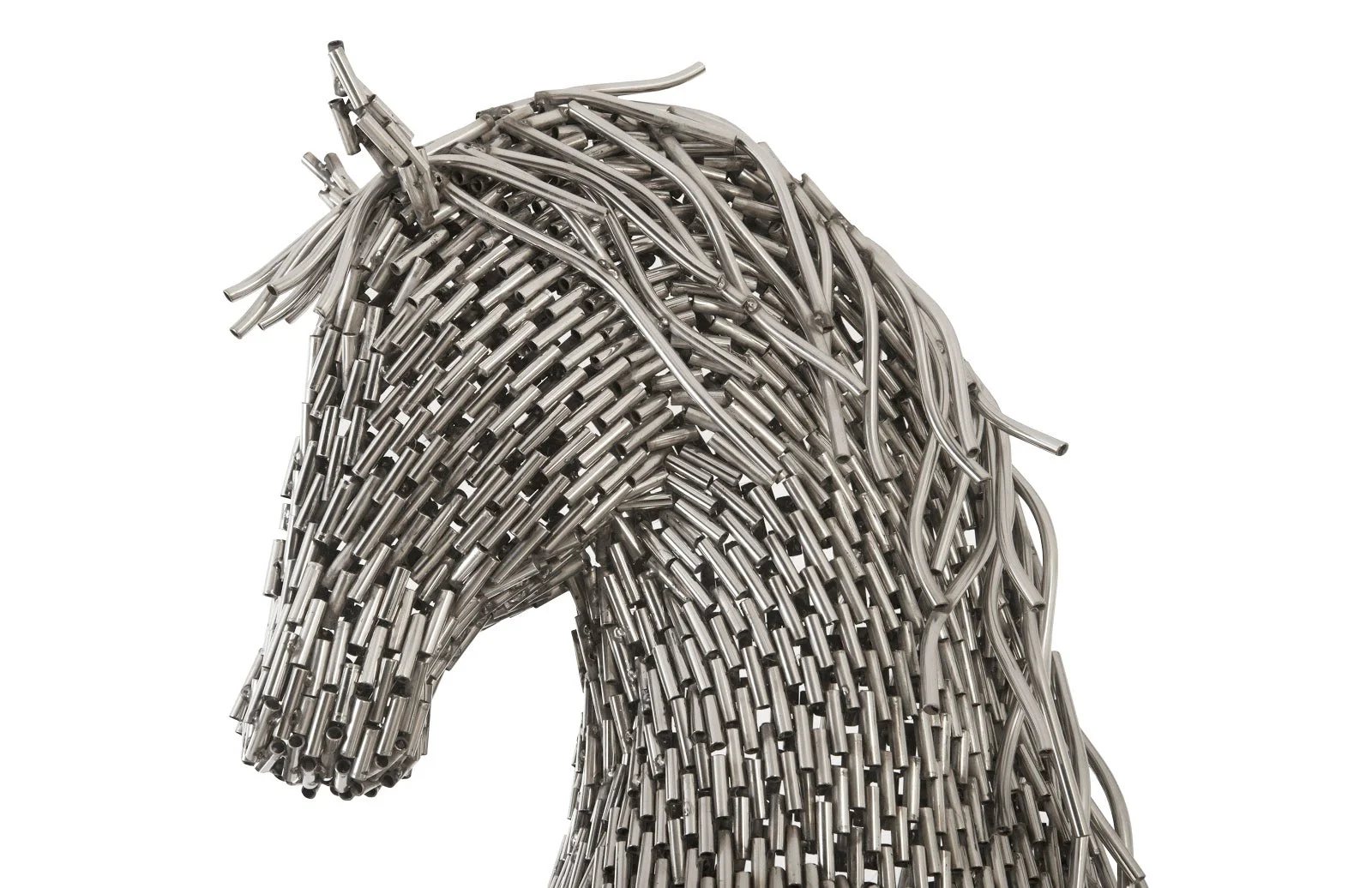 Phillips Collection Horse Pipe Sculpture, Rearing, Stainless Steel - Image 3