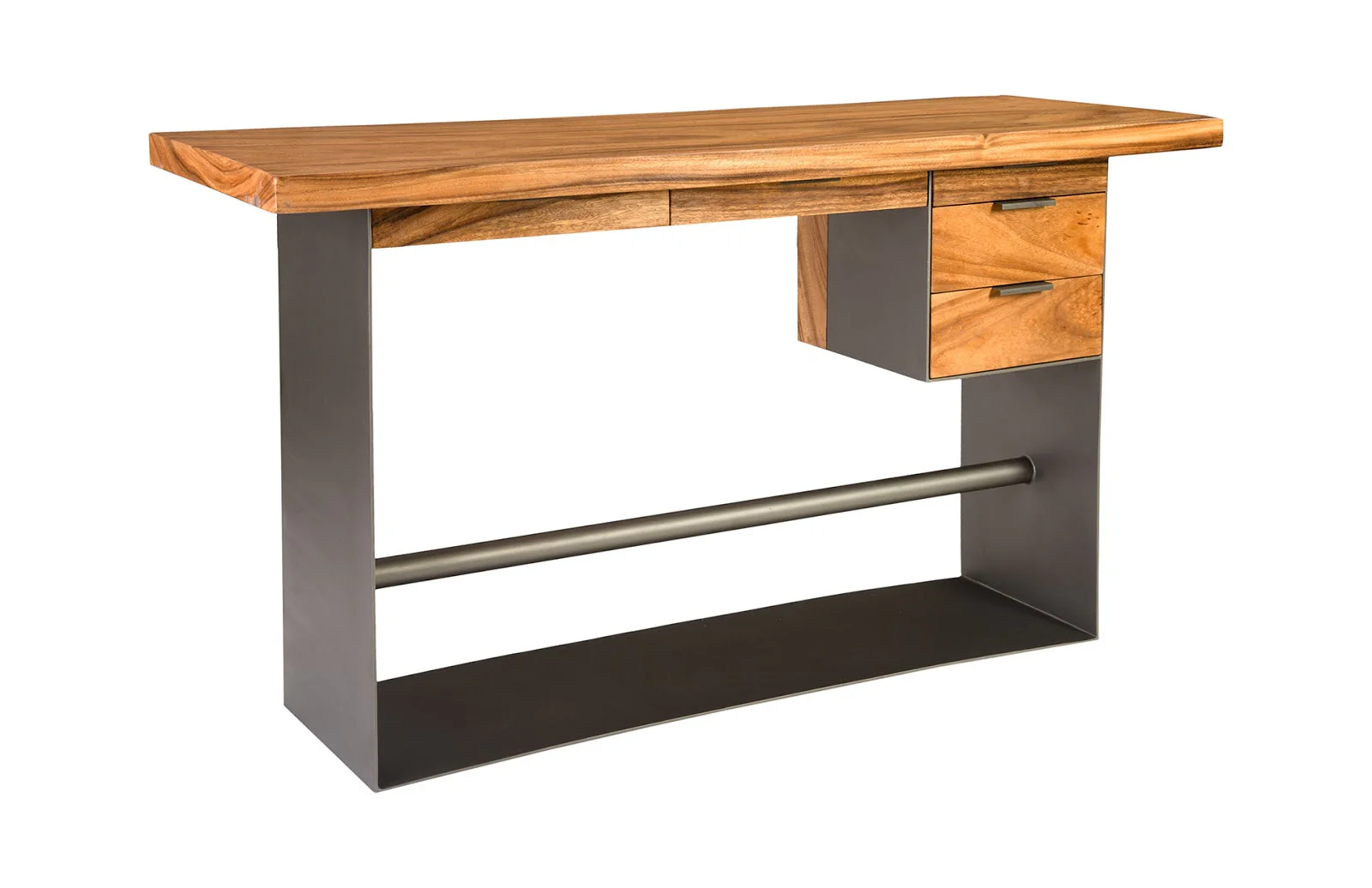 Phillips Collection Iron Frame Standing Desk with Drawers, Natural, Bar Height
