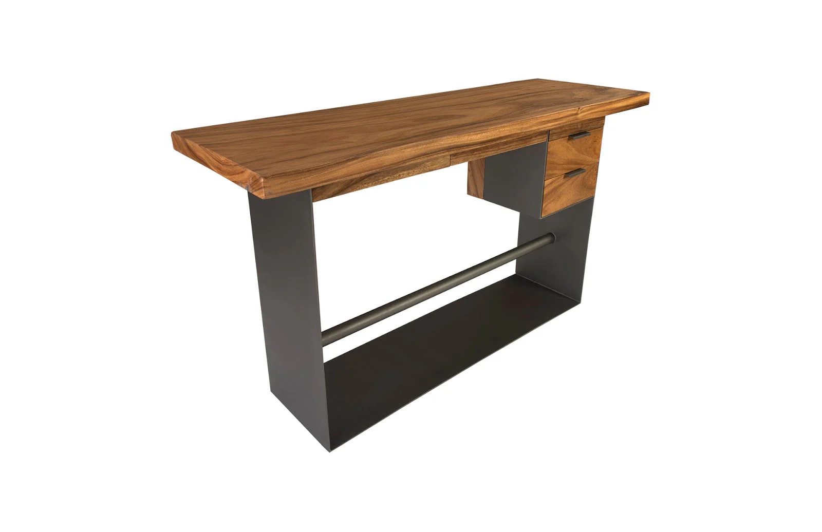 Phillips Collection Iron Frame Standing Desk with Drawers, Natural, Bar Height - Image 3