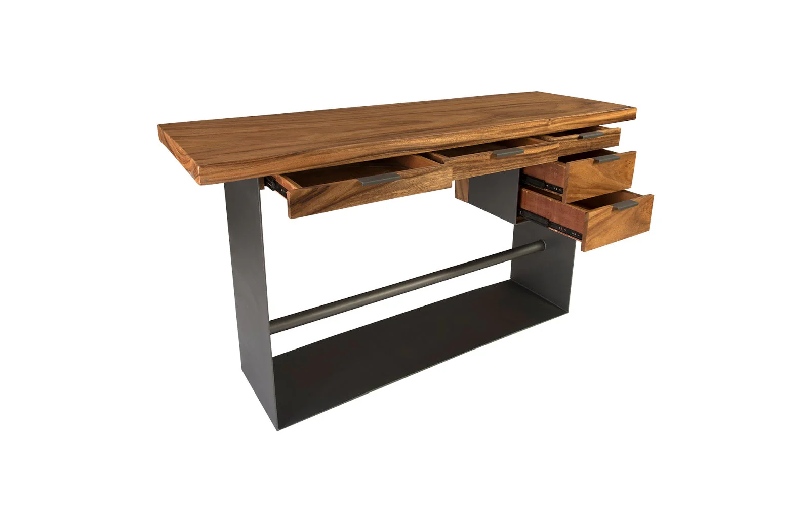 Phillips Collection Iron Frame Standing Desk with Drawers, Natural, Bar Height - Image 4