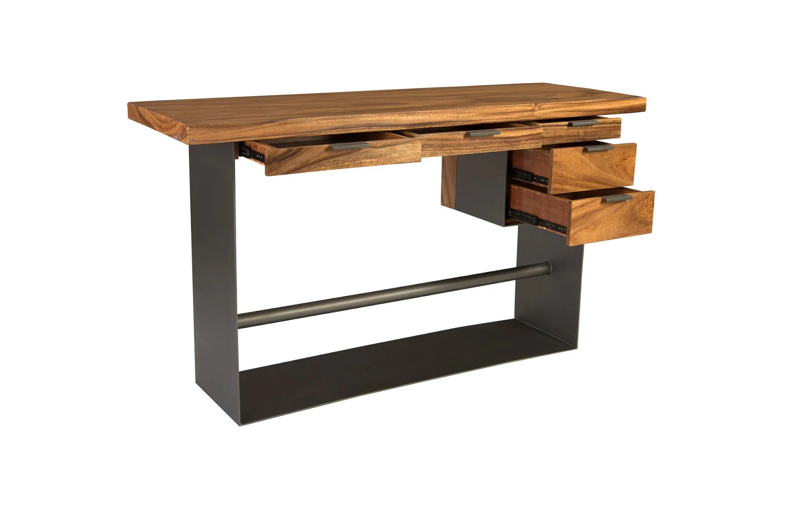 Phillips Collection Iron Frame Standing Desk with Drawers, Natural, Bar Height - Image 5