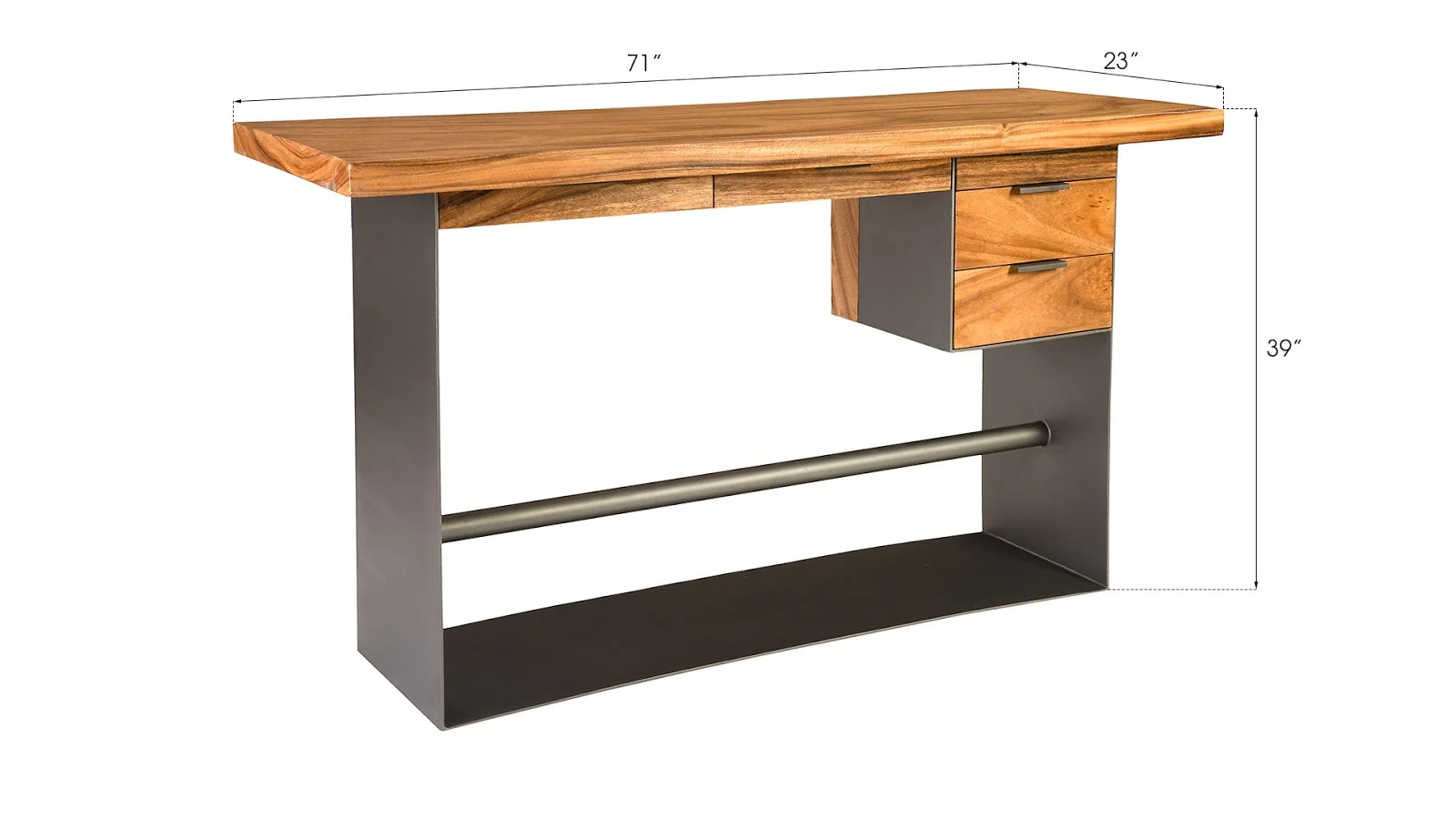 Phillips Collection Iron Frame Standing Desk with Drawers, Natural, Bar Height - Image 7