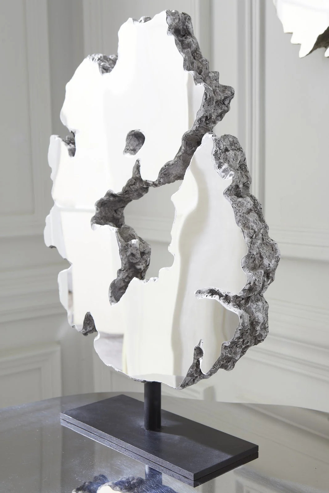 Phillips Collection Lava Slice Sculpture on Stand, Resin, Stainless Steel - Image 2