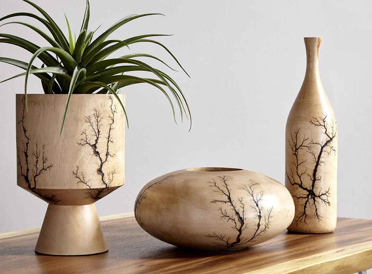 Phillips Collection Lightning Bottle, Mango Wood, Curved Neck - Image 2