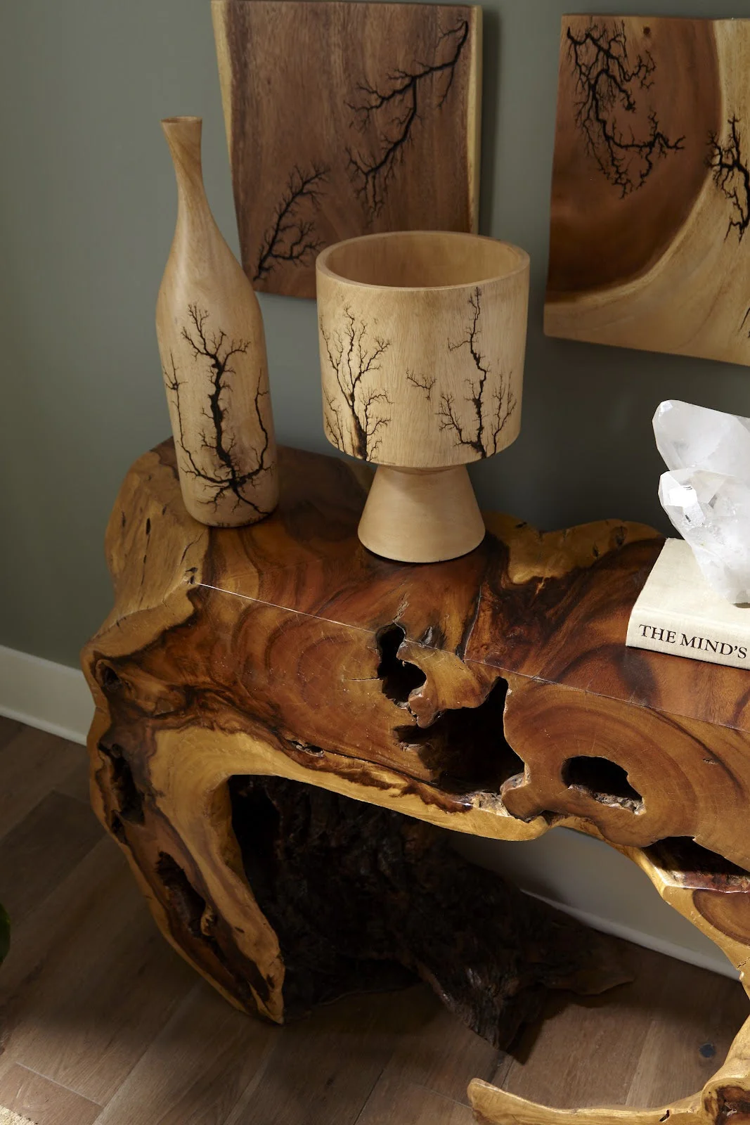 Phillips Collection Lightning Bottle, Mango Wood, Curved Neck - Image 4