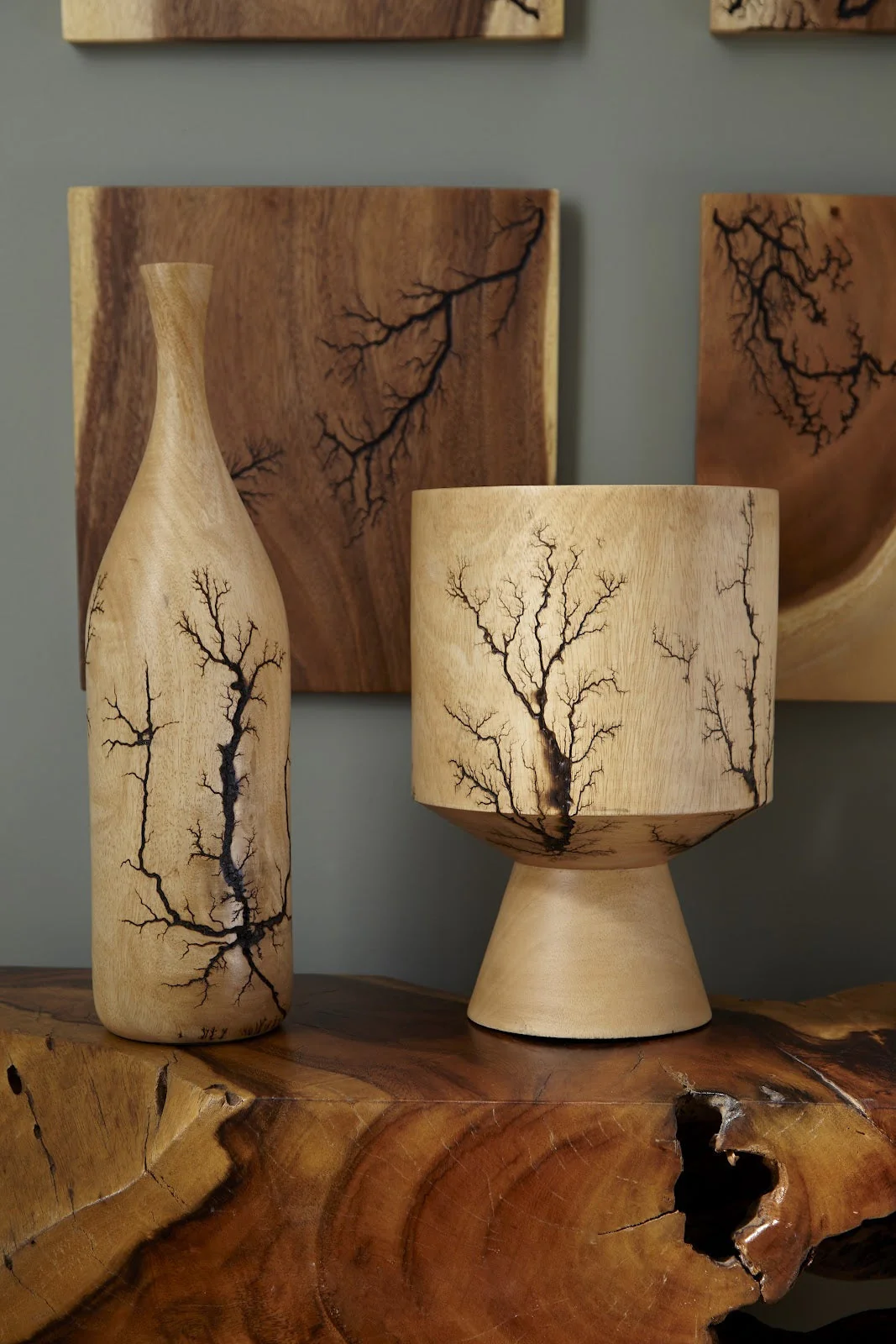 Phillips Collection Lightning Bottle, Mango Wood, Curved Neck - Image 6