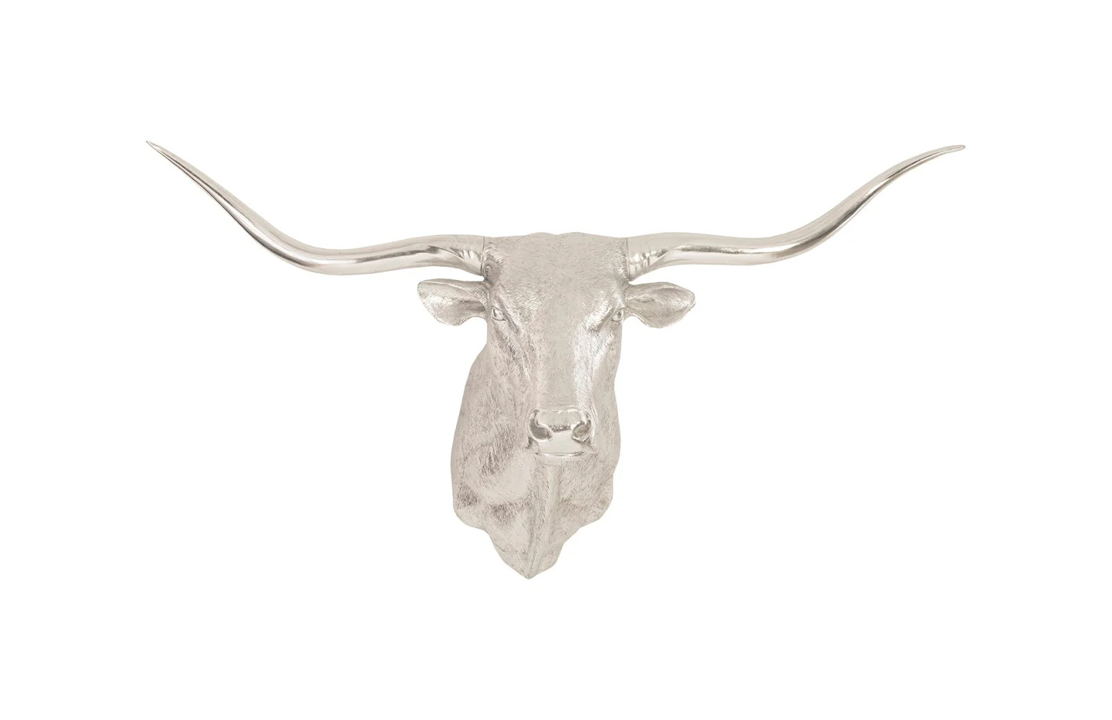 Phillips Collection Longhorn Bull Wall Art, Resin, Silver Leaf