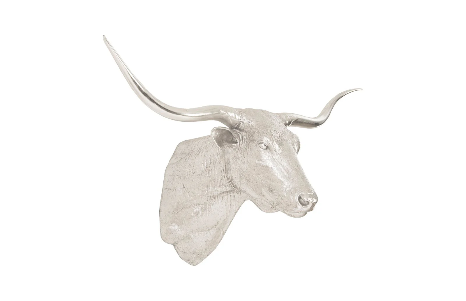 Phillips Collection Longhorn Bull Wall Art, Resin, Silver Leaf - Image 3