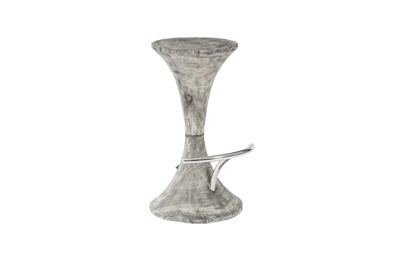Phillips Collection Marley Bar Stool, Gray Stone Finish, Stainless Steel Foot Rest