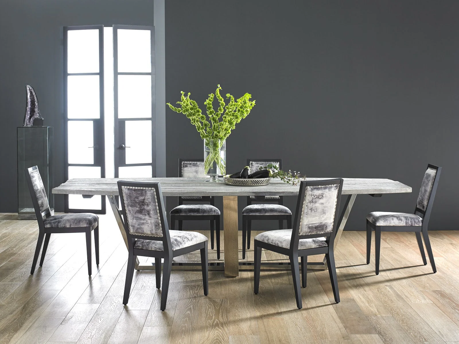Phillips Collection Mesmerize Dining Chair, Mist Gray, Gray Wooden Legs - Image 8