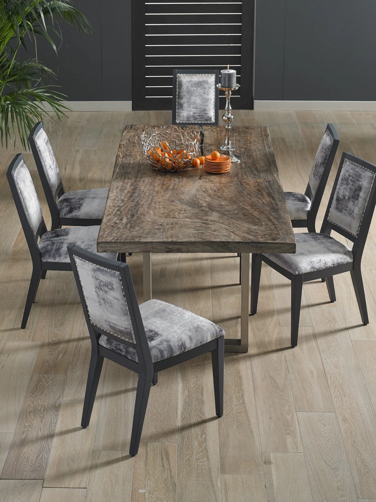Phillips Collection Mesmerize Dining Chair, Mist Gray, Gray Wooden Legs - Image 9