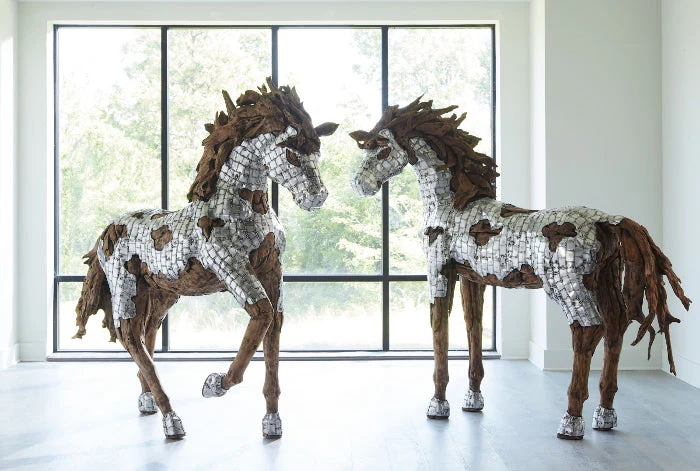 Phillips Collection Mustang Horse Armored Sculpture, Galloping - Image 5