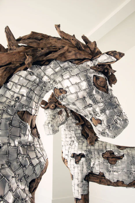 Phillips Collection Mustang Horse Armored Sculpture, Galloping - Image 8