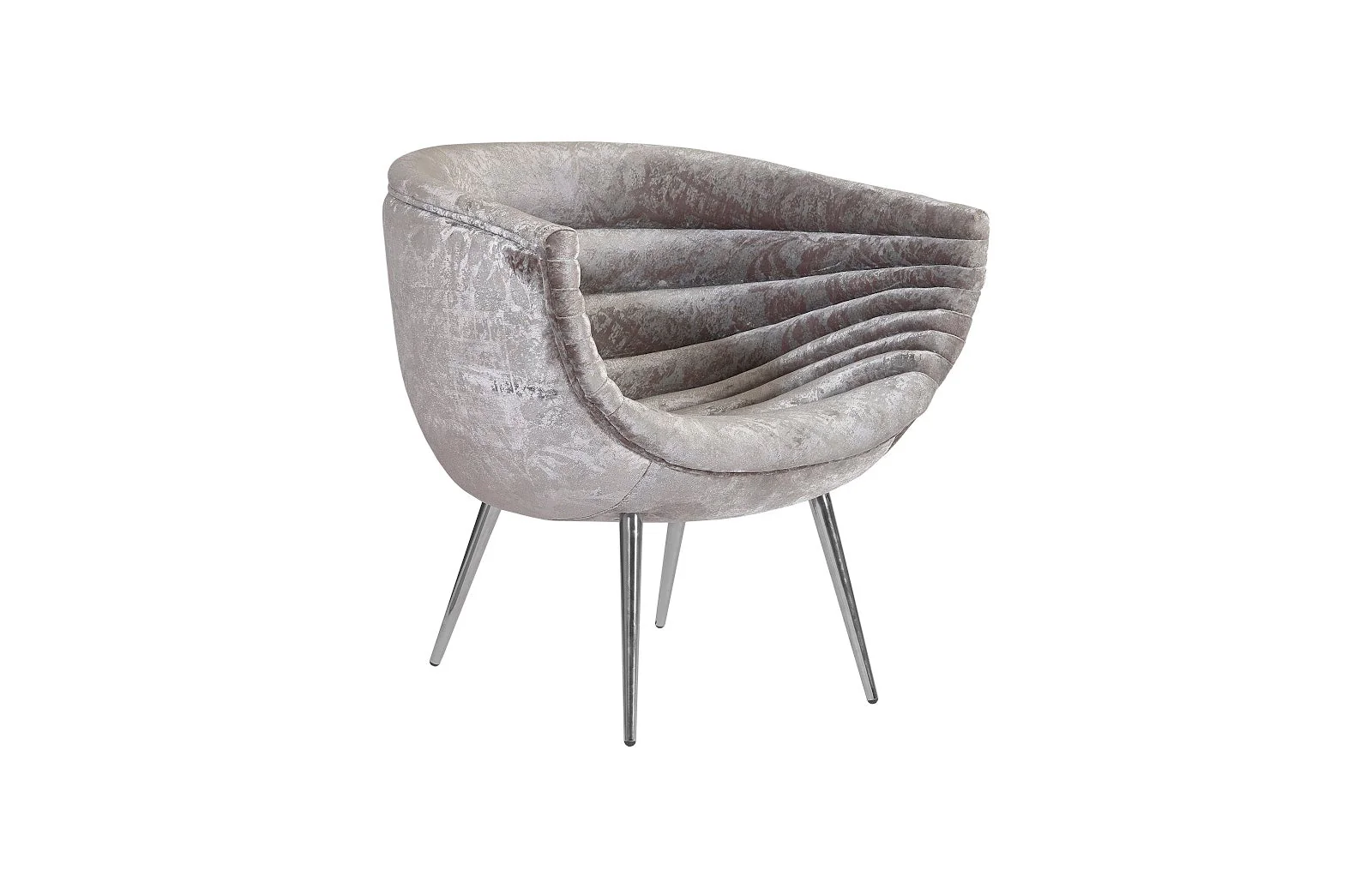 Phillips Collection Nouveau Club Chair, Gray Crushed Velvet Fabric, Stainless Steel Legs - CLOSEOUT