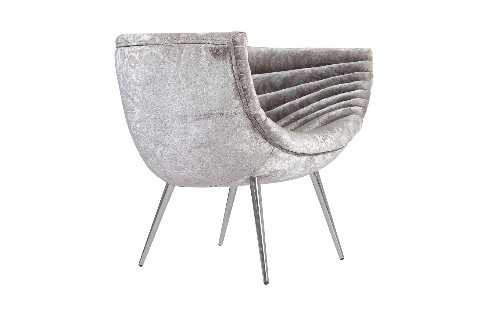 Phillips Collection Nouveau Club Chair, Gray Crushed Velvet Fabric, Stainless Steel Legs - CLOSEOUT - Image 4