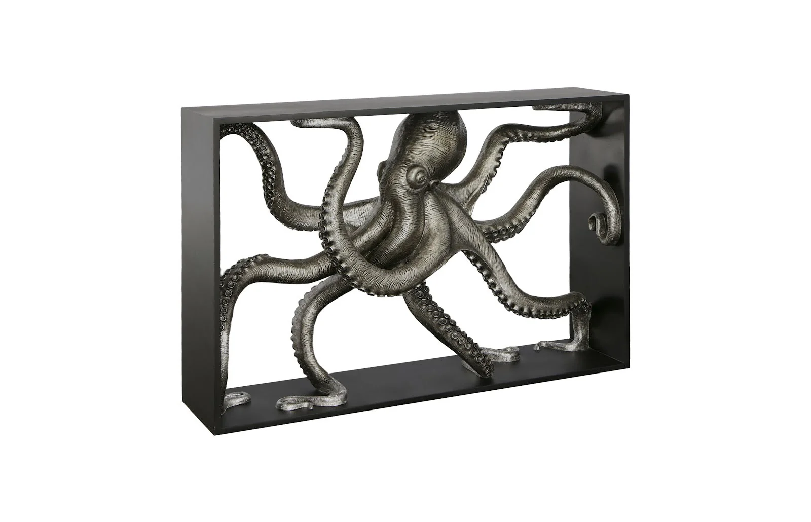 Phillips Collection Octo Framed Console Table, Wood Frame, Silver Leaf