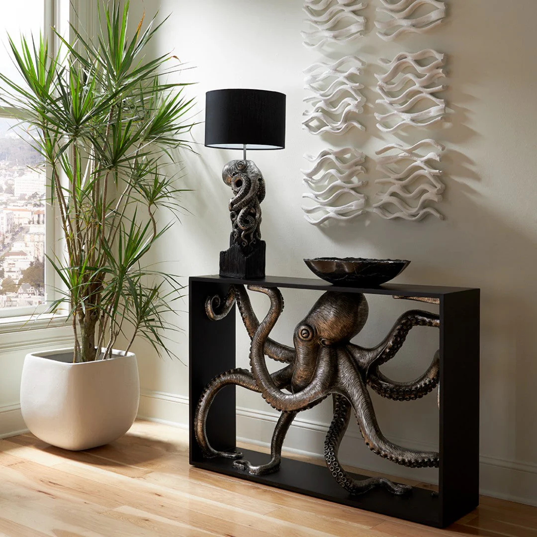 Phillips Collection Octo Framed Console Table, Wood Frame, Silver Leaf - Image 2