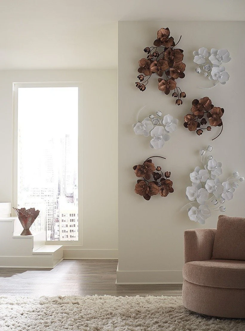 Phillips Collection Orchid Sprig Wall Art, Medium, Metal, White - Image 2