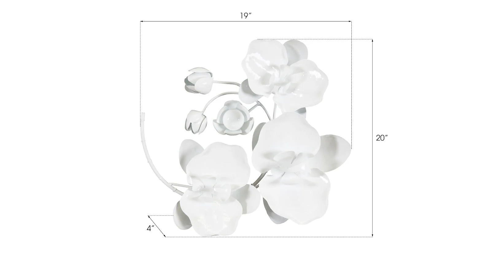 Phillips Collection Orchid Sprig Wall Art, Small, Metal, White - Image 3
