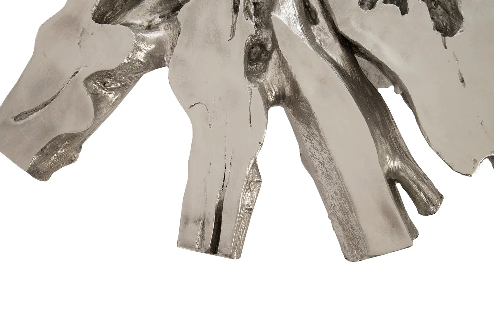 Phillips Collection Otis Root Cast Coffee Table with Glass, Silver Leaf - Image 3