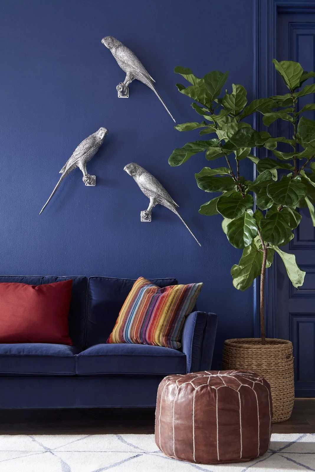 Phillips Collection Parrot Looking Left Wall Art, Resin, Silver Leaf - Image 3