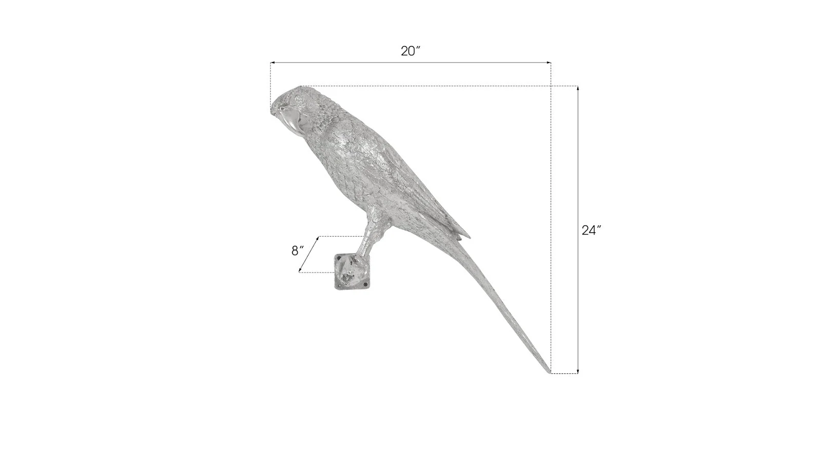 Phillips Collection Parrot Looking Left Wall Art, Resin, Silver Leaf - Image 8