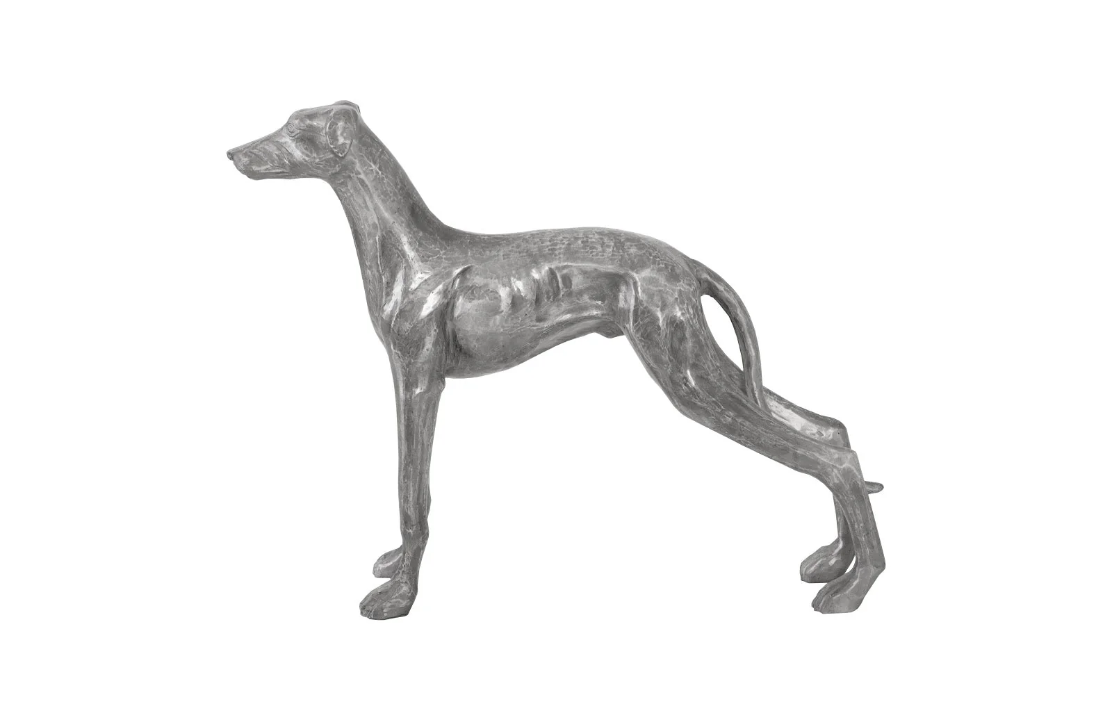 Phillips Collection Posing Dog Sculpture, Black/Silver, Aluminum - Image 2