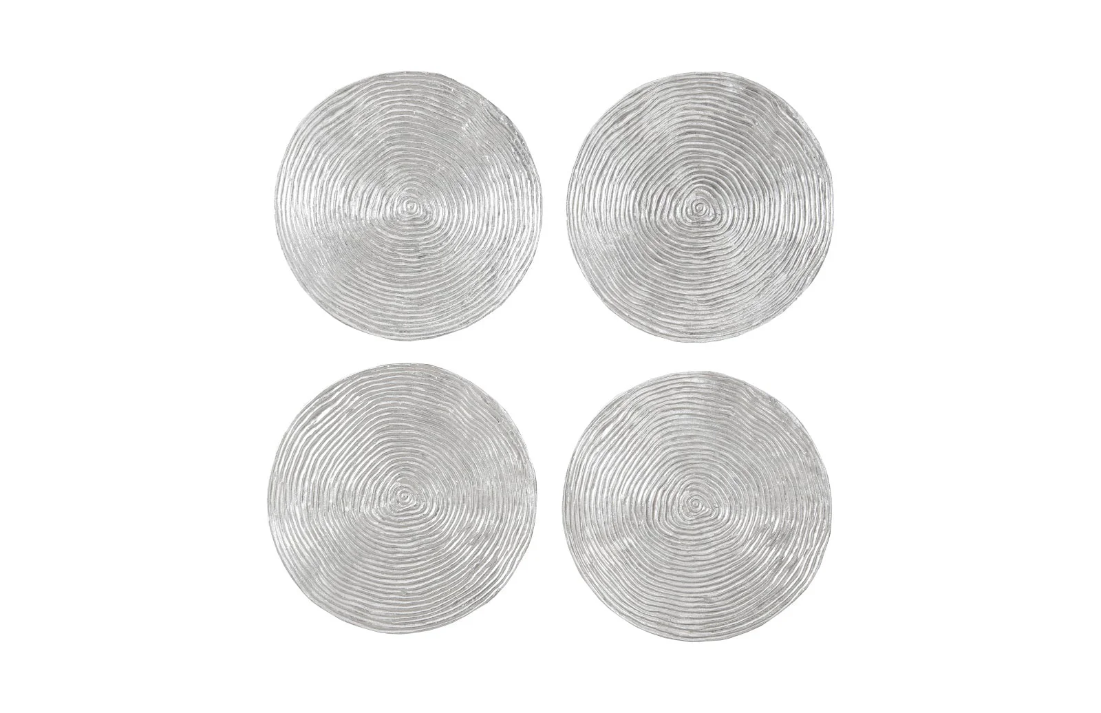 Phillips Collection Ripple Wall Disc, Set of 4, Resin, LG, Silver Leaf with Antiquing