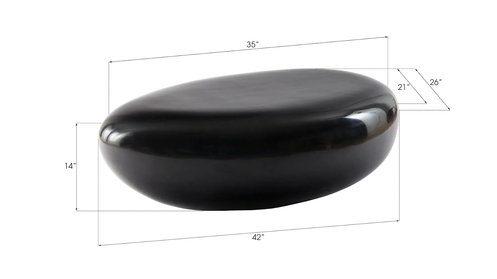 Phillips Collection River Stone Coffee Table, Gel Coat Black, Small - Image 6